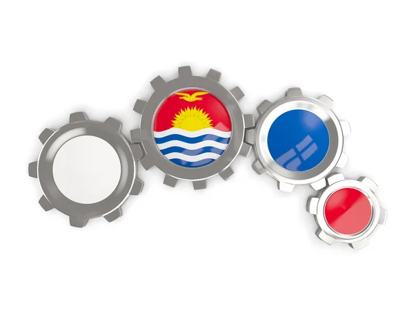 Flag of kiribati, metallic gears with colors of the flag — Stock Photo, Image