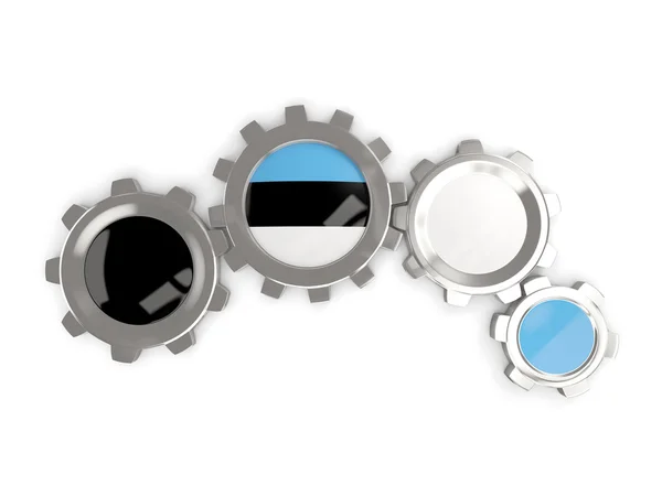 Flag of estonia, metallic gears with colors of the flag — Stock Photo, Image