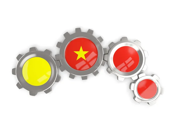 Flag of vietnam, metallic gears with colors of the flag — Stock Photo, Image