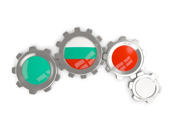 Bandera de bulgaria, engranajes metálicos con colores de la bandera — Foto de Stock