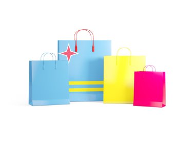Aruba bayrağı üzerinde alışveriş torbaları