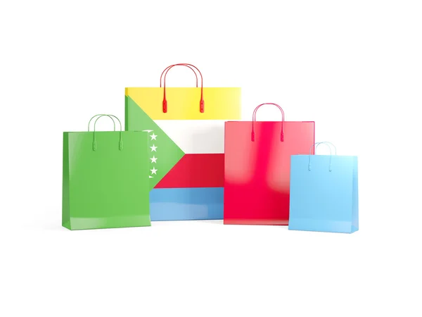 Flagge der Komoren auf Einkaufstaschen — Stockfoto