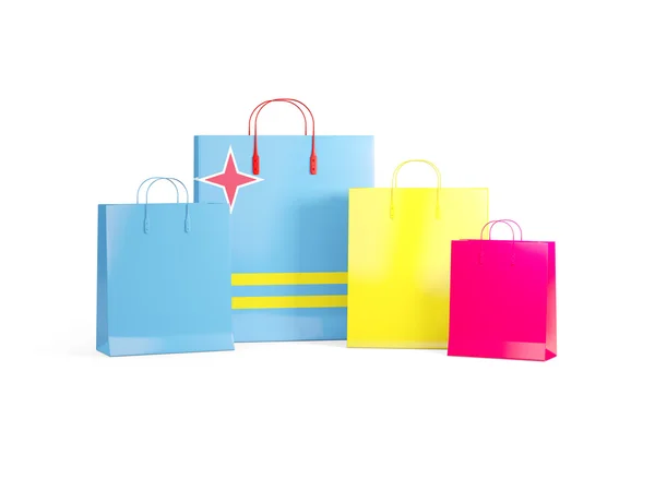 Vlag van aruba op shopping tassen — Stockfoto