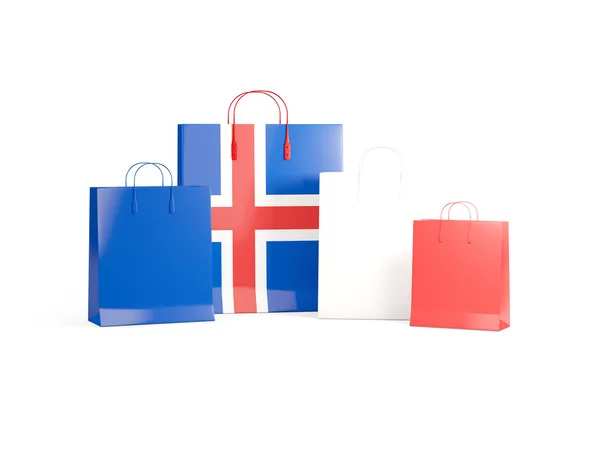 Bandeira da Islândia em sacos de compras — Fotografia de Stock