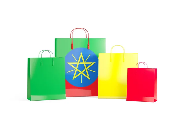 Bandiera dell'Etiopia sulle borse della spesa — Foto Stock