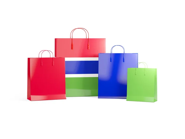 Vlag van gambia op shopping tassen — Stockfoto