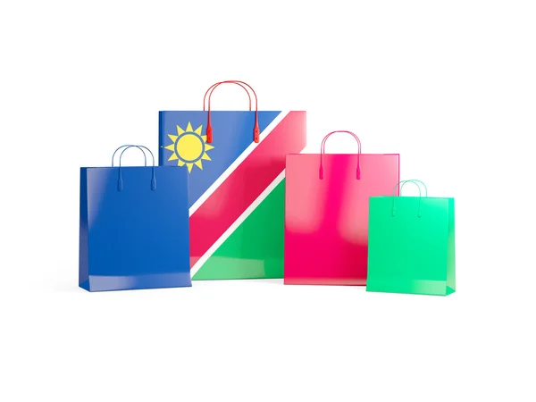 Bandeira da Namíbia em sacos de compras — Fotografia de Stock