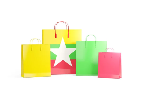 A bevásárló szatyrok Mianmar zászlaja — Stock Fotó