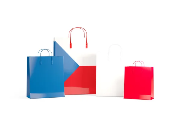 Bandeira da república checa em sacos de compras — Fotografia de Stock