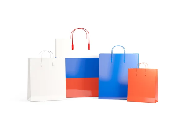 Vlag van Rusland op shopping tassen — Stockfoto