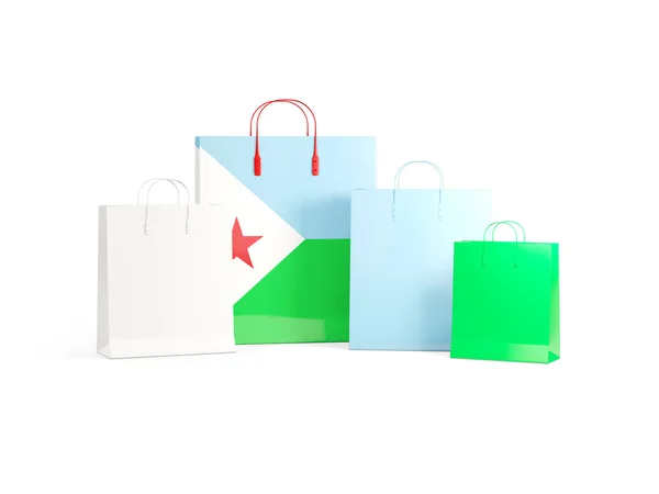 Bandeira do djibuti em sacos de compras — Fotografia de Stock