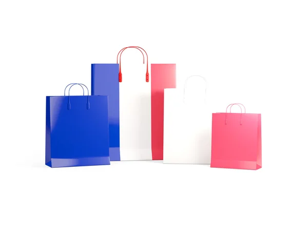 Vlag van Frankrijk op shopping tassen — Stockfoto