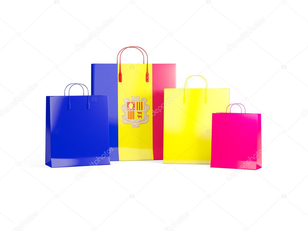 Flag of andorra on shopping bags