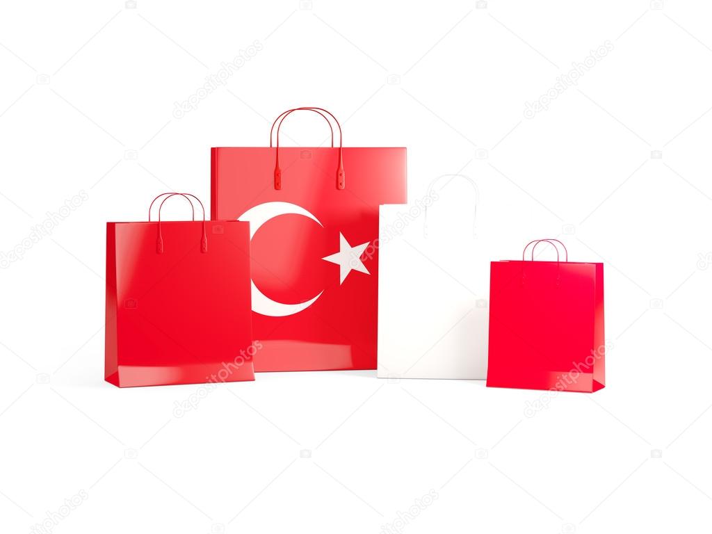 Flag of turkey on shopping bags