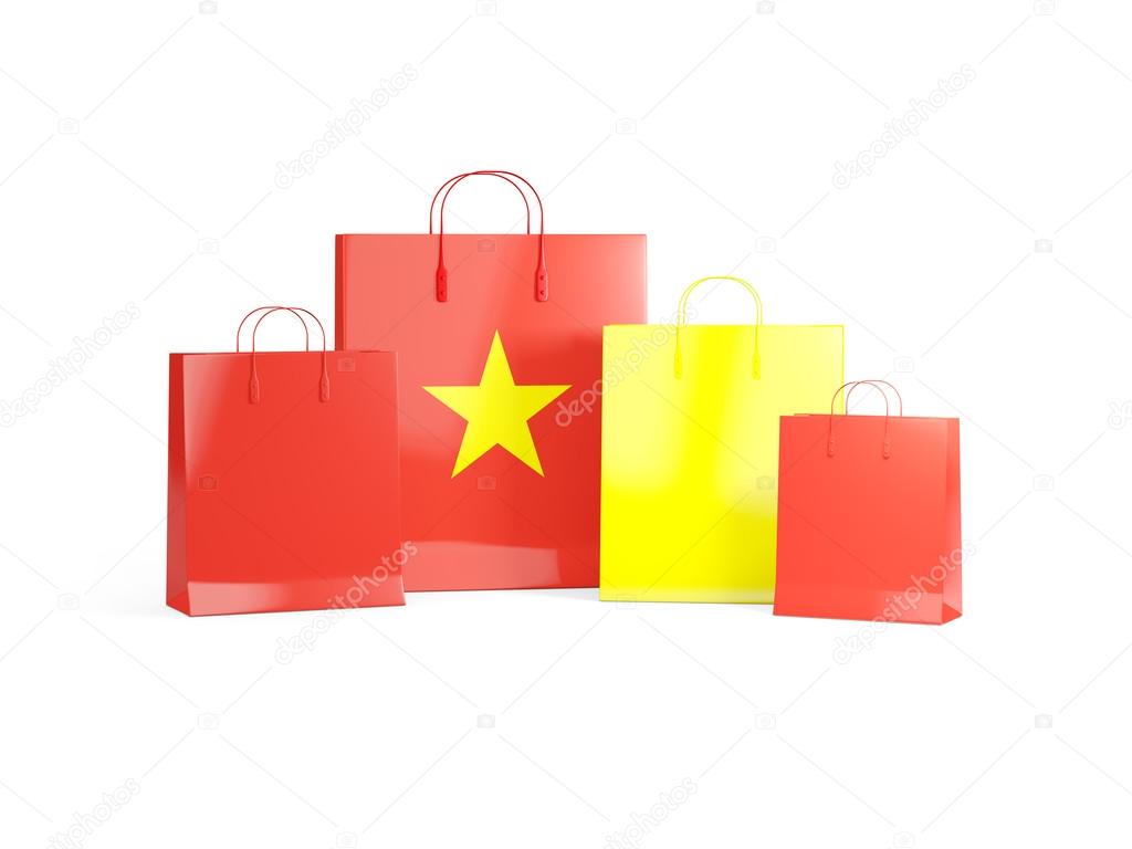 Flag of vietnam on shopping bags
