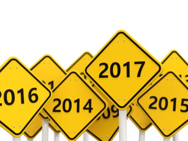 2017 yeni yıl yol işareti.