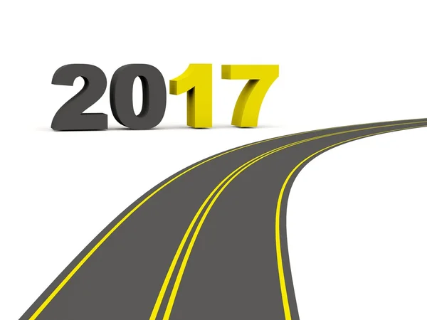 2017 New year on road sign. — Stock Photo, Image