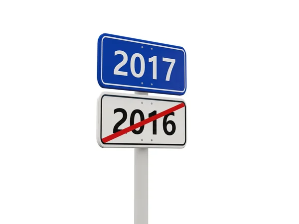 2017 Neujahr auf Verkehrsschild. — Stockfoto