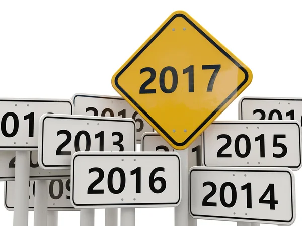 2017 Año nuevo en la señal de tráfico . — Foto de Stock