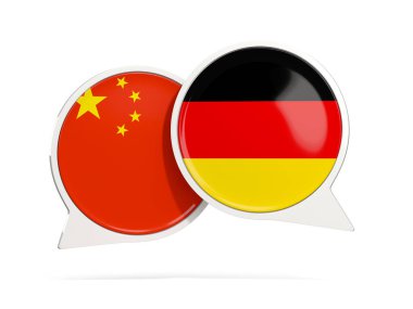 Çin ve Almanya üzerinde beyaz izole sohbet kabarcıklar