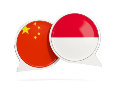 Sohbet kabarcıklar Çin ve Endonezya üzerinde beyaz izole