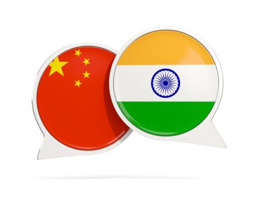 Çin ve Hindistan üzerine beyaz izole sohbet kabarcıklar