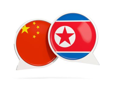 Sohbet kabarcıklar Çin ve Kuzey Kore üzerinde beyaz izole