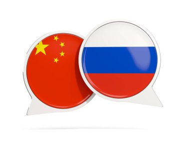 Çin ve Rusya üzerinde beyaz izole sohbet baloncuklar