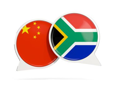 Sohbet kabarcıklar Çin ve Güney Afrika üzerinde beyaz izole