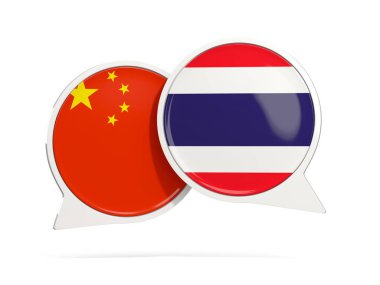 Çin ve Tayland beyaz izole sohbet kabarcıklar