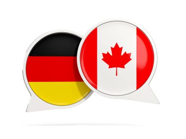 Sohbet kabarcıklar Almanya ve üzerinde beyaz izole Kanada