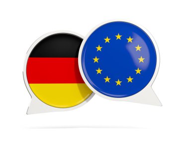 Sohbet kabarcıklar Almanya ve AB üzerinde beyaz izole
