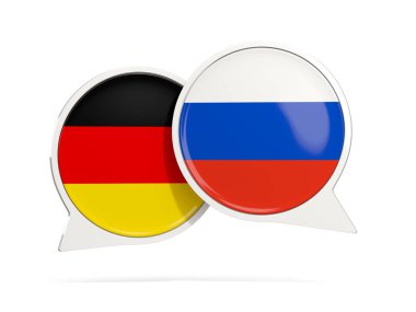 Almanya ve Rusya üzerinde beyaz izole sohbet baloncuklar