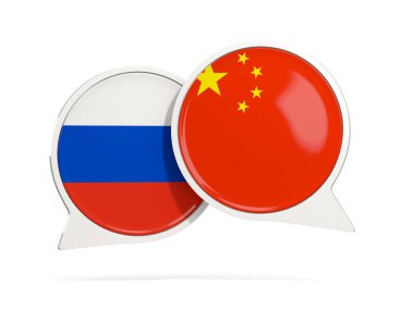 Rusya ve Çin'i beyaz izole sohbet kabarcıklar