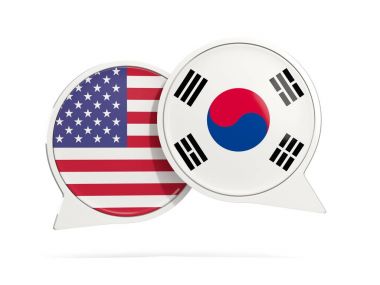 ABD ve Güney Kore beyaz izole sohbet baloncuklar