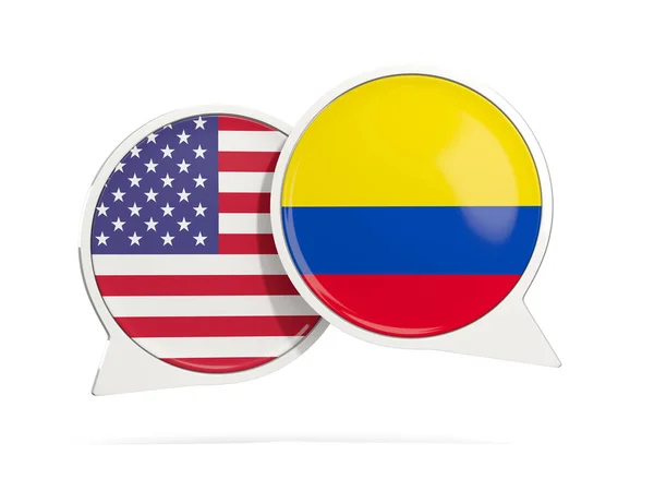 Chat bubliny z Usa a Kolumbie izolované na bílém — Stock fotografie