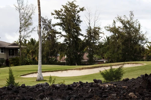 Resort Golf Course Hole And Sand Pit Kona Hawaii — Stock Photo, Image