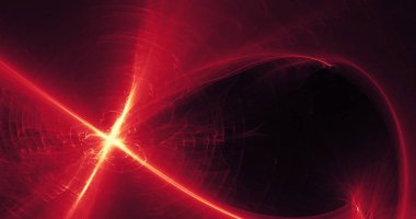 Abstract Pattern In Red And Yellow Light On Dark Background