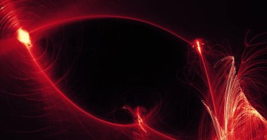 Koyu arka plan üzerinde kırmızı ve sarı soyut hazırladılar