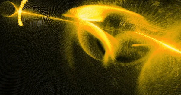 黄色の抽象的な線曲線粒子背景 — ストック写真
