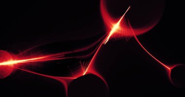 Kırmızı ve sarı soyut hatları eğrileri parçacıklar arka plan