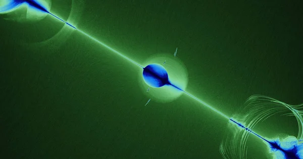 绿色和蓝色抽象线条曲线粒子背景 — 图库照片