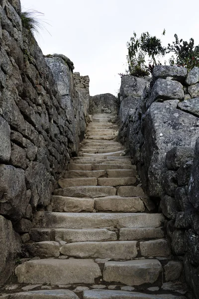 Stenen trappen en wanden Machu Picchu Peru Zuid-Amerika — Stockfoto