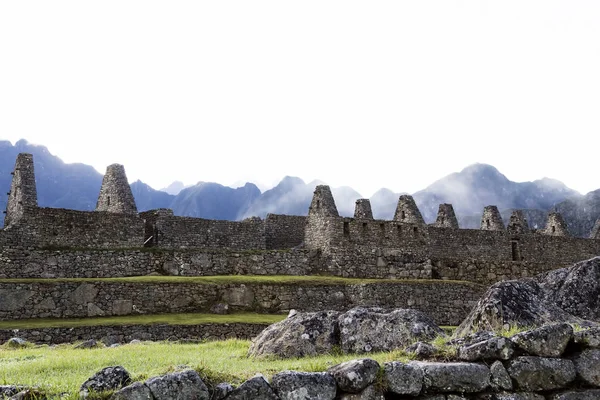 Sten väggar Machu Picchu Peru Sydamerika — Stockfoto