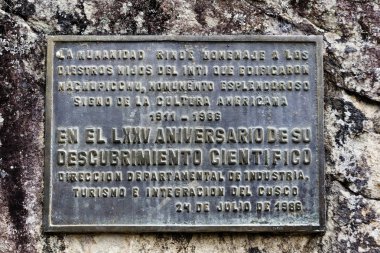 Yetmiş beşinci yıldönümü Machu Picchu Peru için plaket