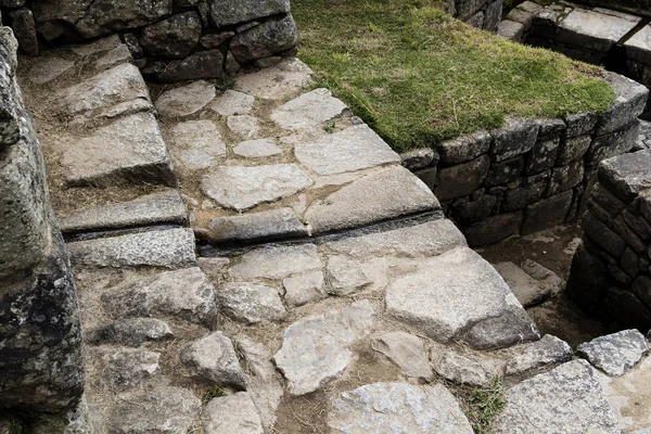 Stone Walls Water Drainage Machu Picchu Peru South America