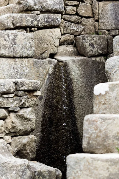 Water Drainage Stone Walls Machu Picchu Peru South America — Stock Photo, Image