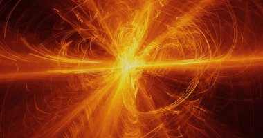 Sarı ve turuncu soyut hatları eğrileri parçacıklar arka plan