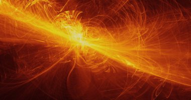 Sarı ve turuncu soyut hatları eğrileri parçacıklar arka plan