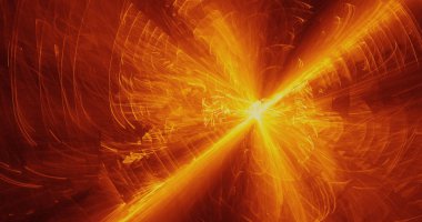 Sarı ve turuncu soyut hatları eğrileri parçacıklar arka plan